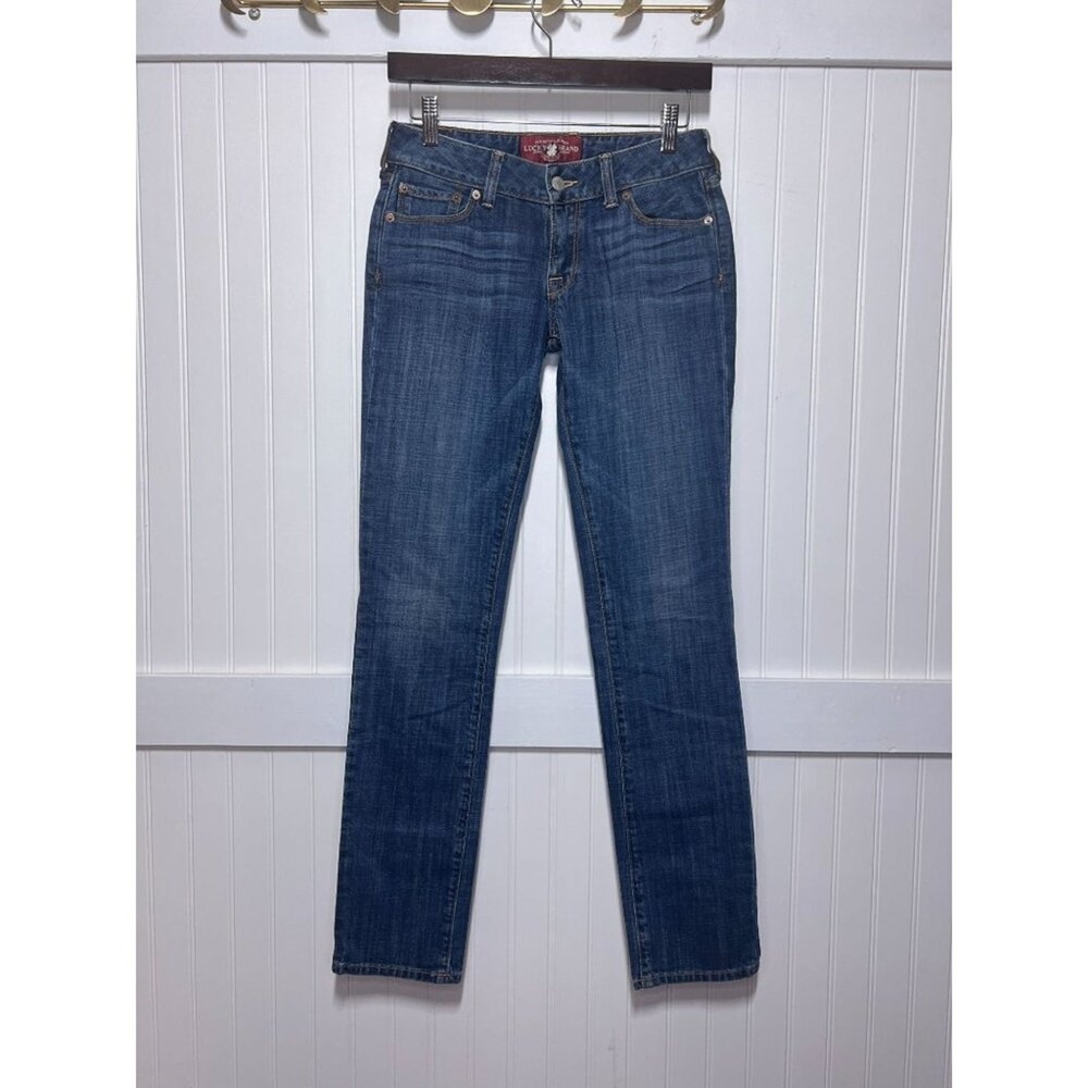 Lucky Brand Jeans Preppy Lola Straight Medium Wash Denim 2 Low Rise Hippie Boho